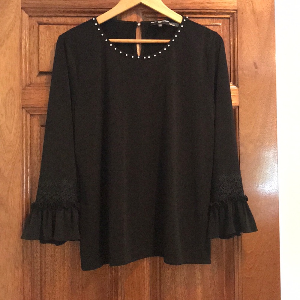 NWOT: Karl Lagerfeld Paris Large Black Blouse